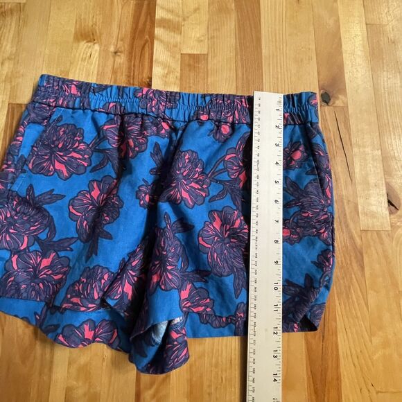 J Crew Shorts Hawaiian Tropical Floral Linen Blend Elastic Waist Sz 6 EUC - Picture 8 of 11